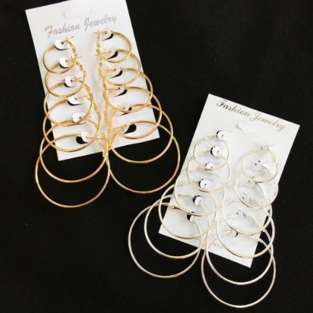 6 pair of hoops set oversIzed model earrings